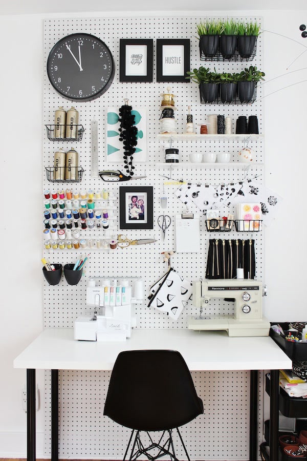 Black and white sewing room studio