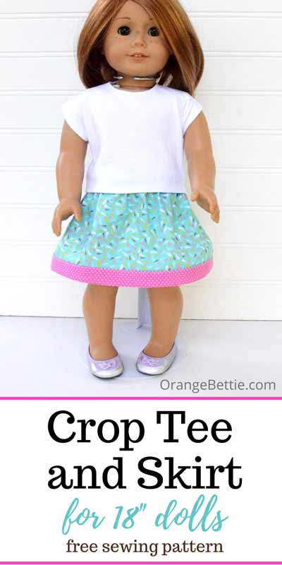 Easy crop tee for 18″ Doll Clothes