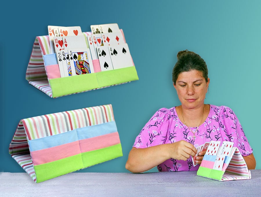 DIY foldable 3-pocket playing cards holder