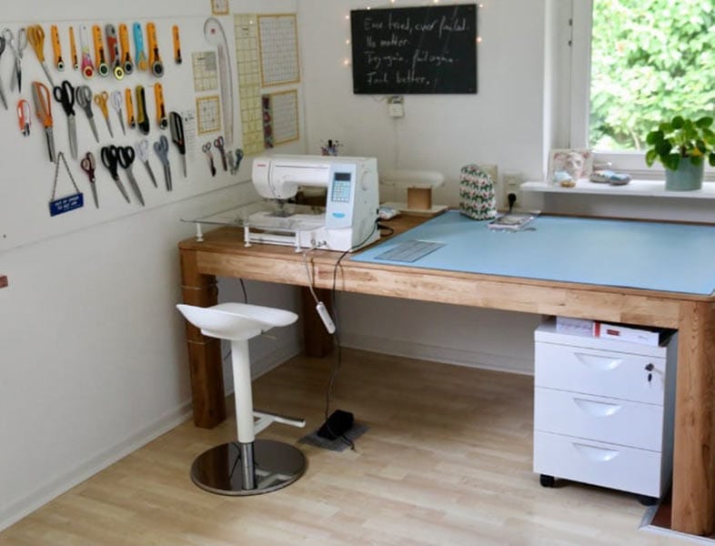 Sewing room corner in the bedroom