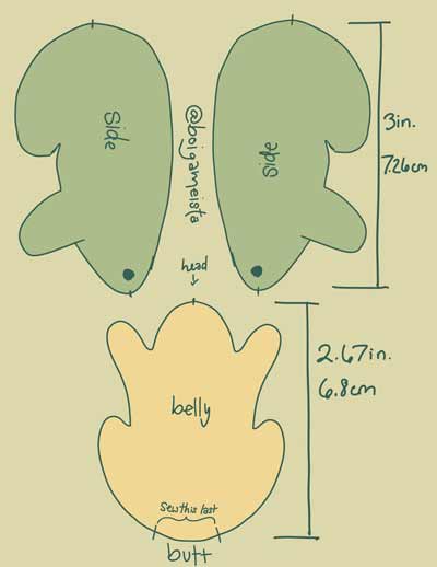 Easy felt frog softie template