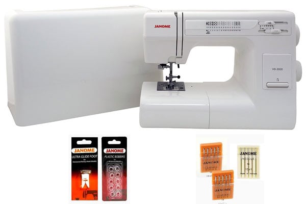  Janome HD3000 Heavy-Duty Sewing Machine with 18 Built