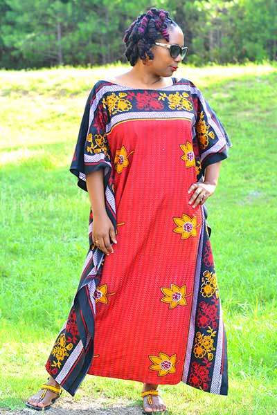 Loose African print caftan with 4 seams