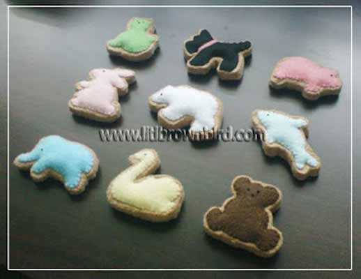 Free Felt Animal Cookies/Biscuits Patterns & Tutorials