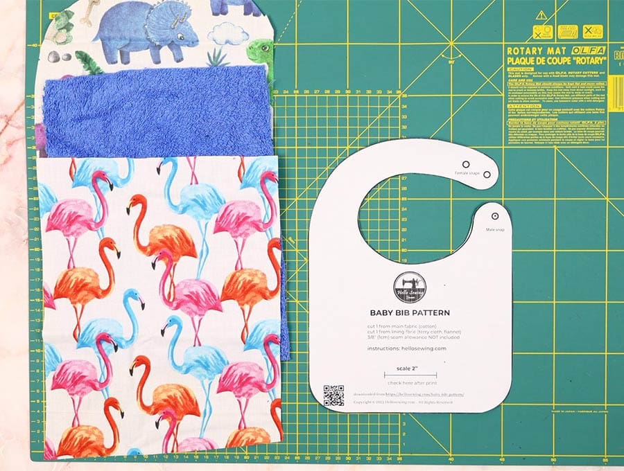 baby bib template and fabrics