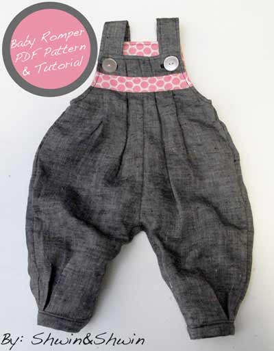 Pleated baby romper pattern