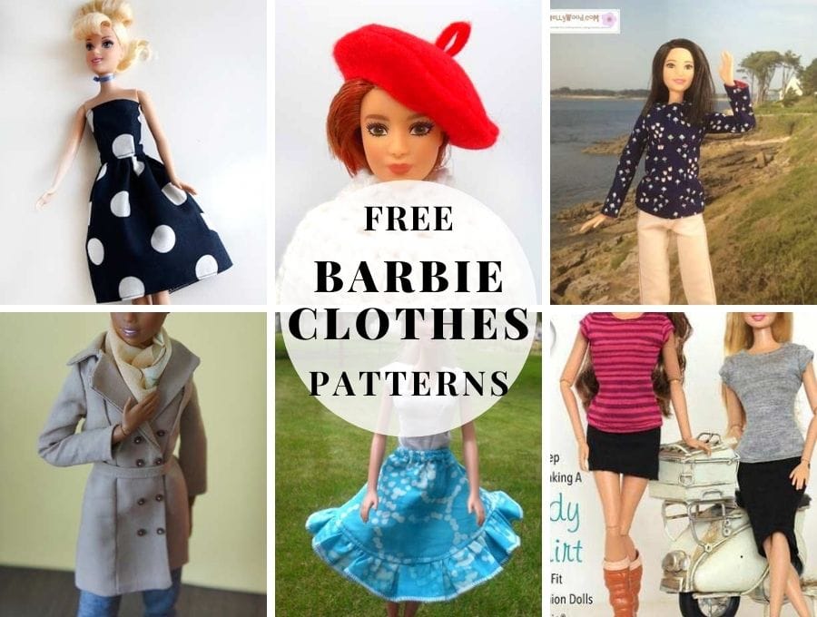 lo mismo Histérico perro 11+ Free Barbie Clothes Patterns To Dress Up Your Fashion Doll ⋆ Hello  Sewing