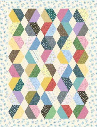 Free hexagon quilt pattern: Basket of eggs quilt