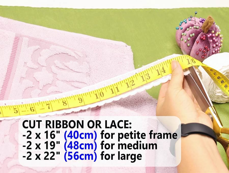 how long to cut ribbon or lace for the diy beach towel cover up 