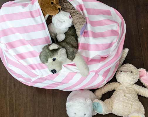 Bean bag with toy storage for kids or toddlers