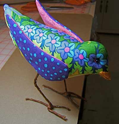 Fabric bird sewing pattern