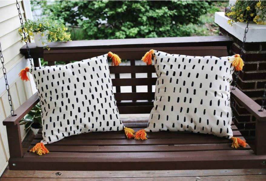 brush painted throw porch pillows