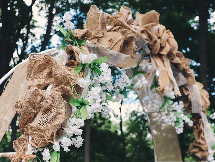 burlap uses wedding arch