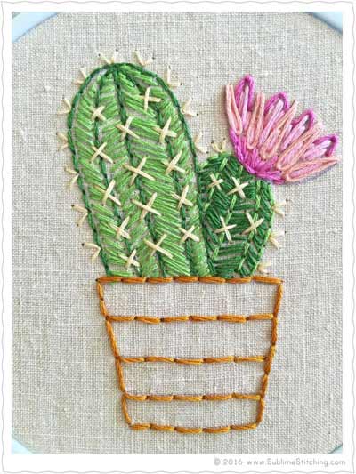 Free cactus embroidery pattern