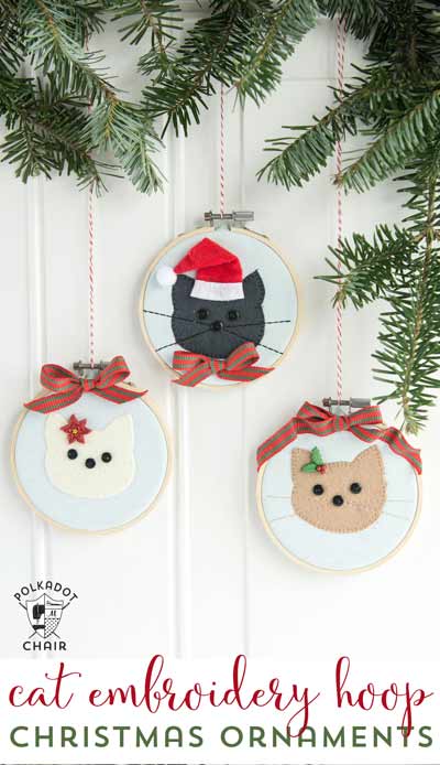 Cat Embroidery Hoop Ornaments