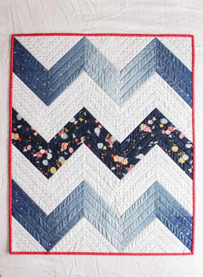 Playful blue chevron quilt