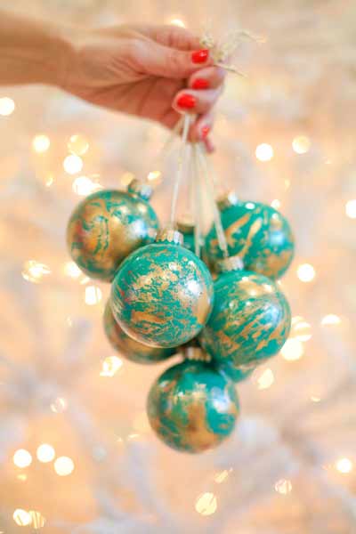 Gold marble Christmas ornaments