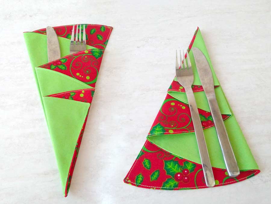 DIY Christmas Tree Napkins Tutorial And FREE Pattern ⋆ Hello Sewing
