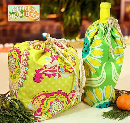 Citrus Holiday: Reversible Gift & Wine Bags