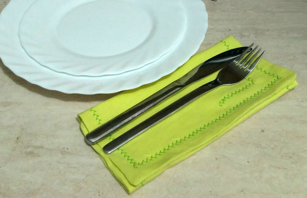 dinner time - DIY cloth napkins in use