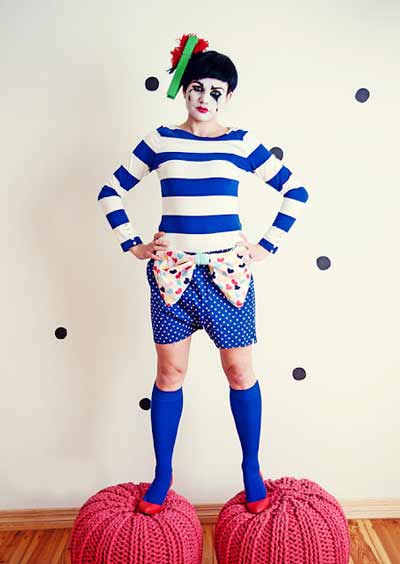 Homemade family clown costume