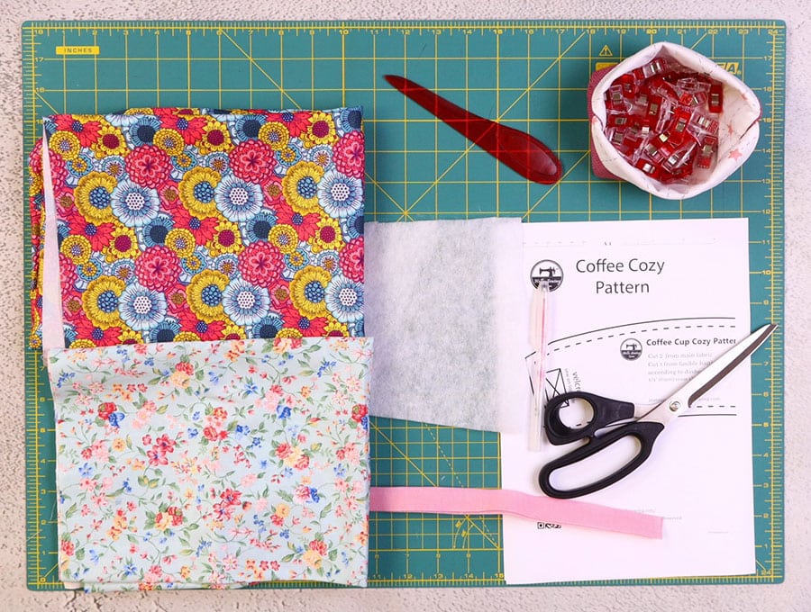 coffee cosy template and supplies