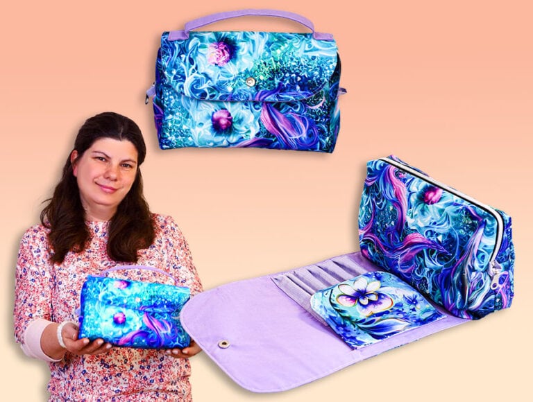 DIY Cosmetic Bag with Brush Holder // VIDEO + Sewing pattern