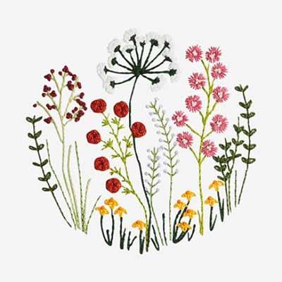 Simple countryside flowers embroidery pattern