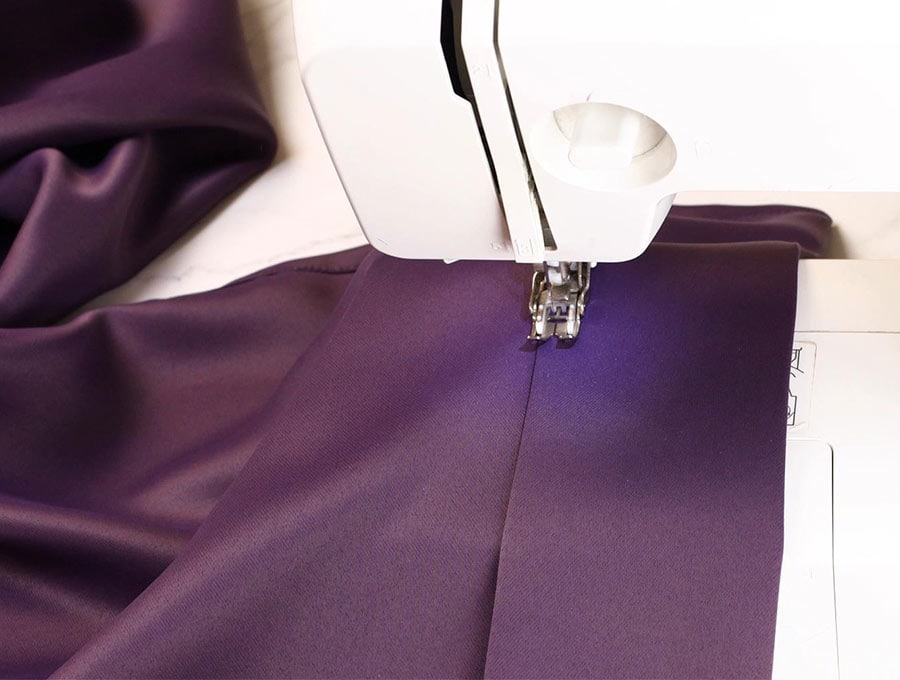 sewing the hem of the rod pocket curtain