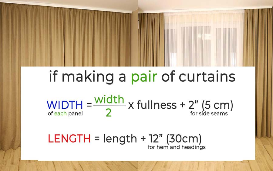 curtain making calculation for a pair of curtains