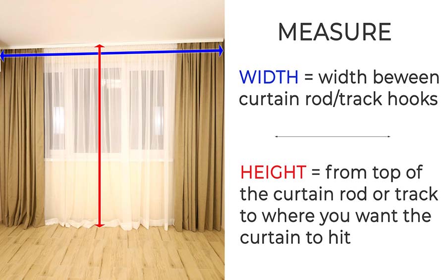 measuring width and length of curtain rod/track to make curtains