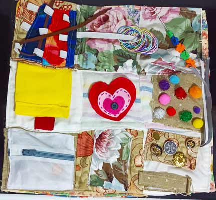 How to make a Dementia Fidget Blanket from a Cushion!
