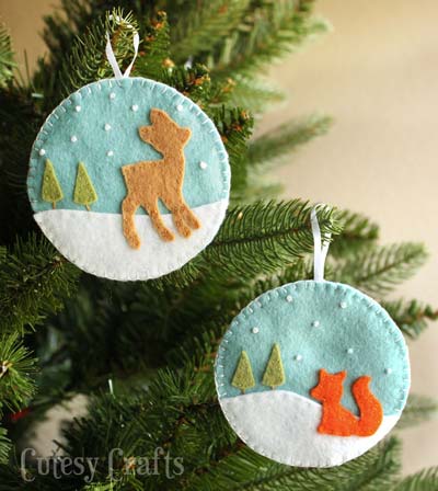 fox and deer felt ornaments pattern
