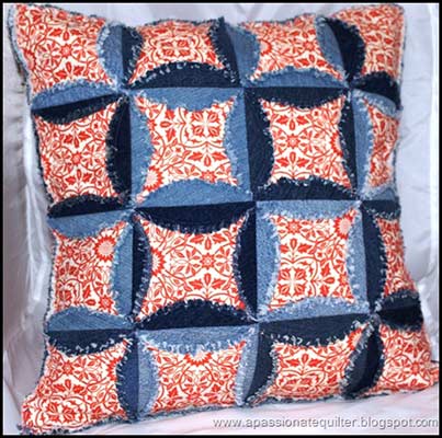 denim circle pillow