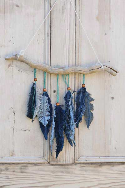 diy denim feathers