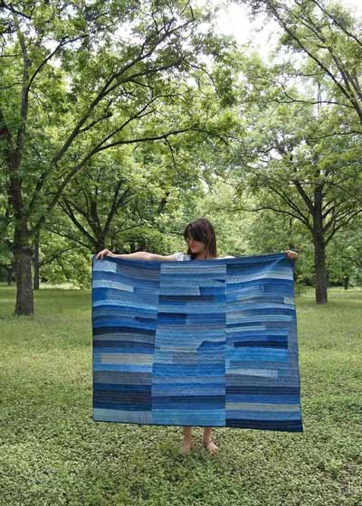 Denim patchwork quilt pattern