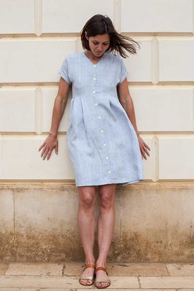 Linen vintage shirt dress pattern- Diana