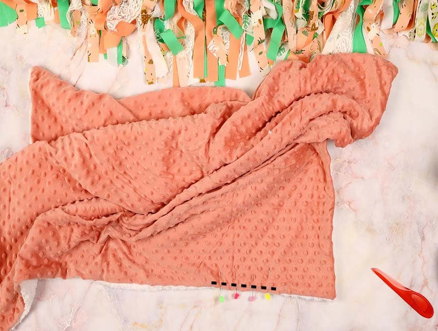 sew the gap on the homemade baby blanket