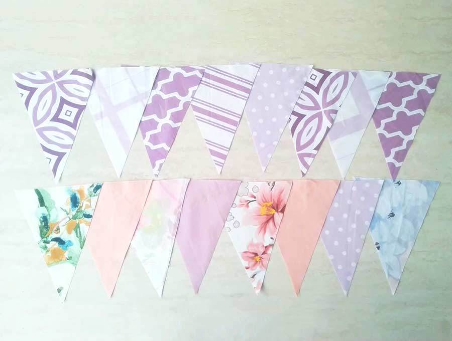 fabric buntings cut according to pattern