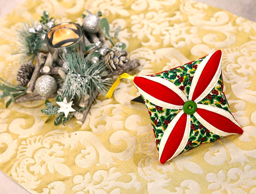 How To Make Cathedral Window Christmas Ornaments ⋆ Hello Sewing
