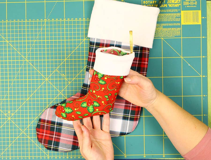 diy Christmas stocking small and large comparison