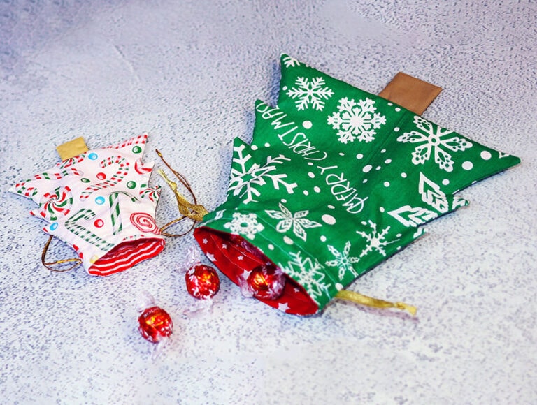 Christmas Tree Drawstring Bag – Free sewing pattern in 5 sizes
