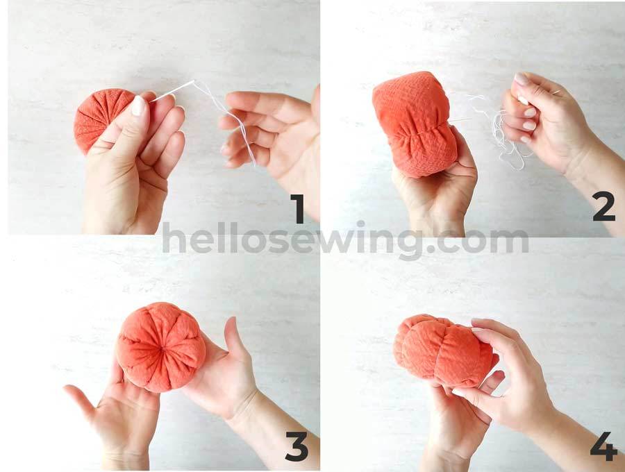 how to make fabric pumpkins - forming sections / ridges