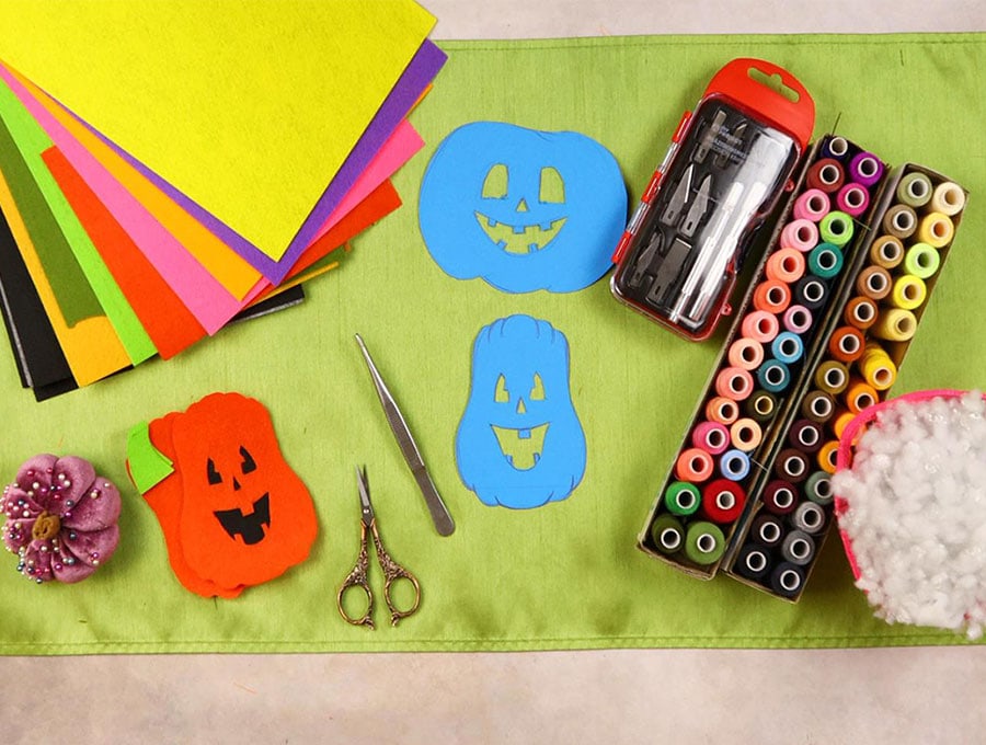 diy felt pumpkin template and supplies