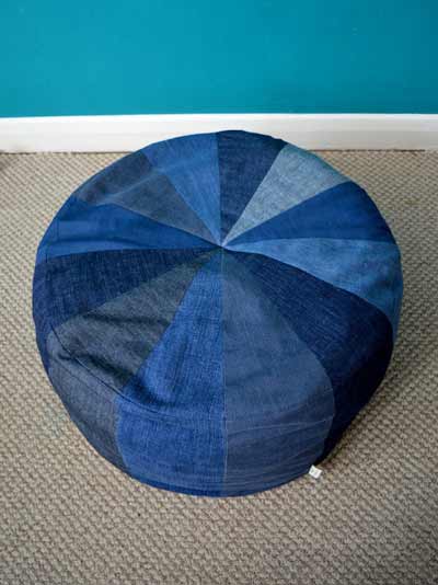 Denim floor pouf (variation of the above)