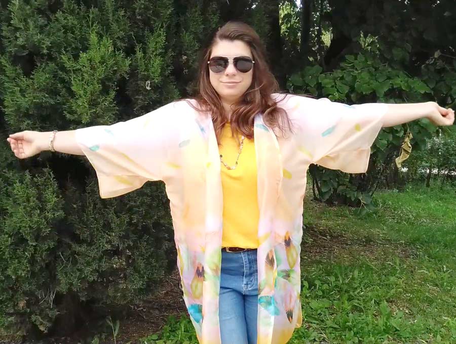 DIY kimono on model