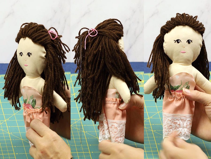 diy rag doll making view from 3 sides