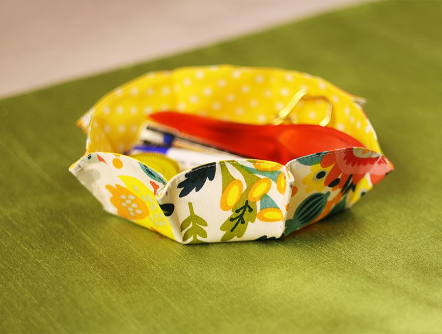 diy round fabric trinket tray