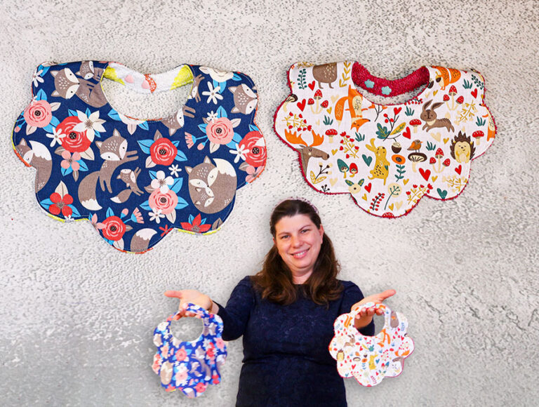 DIY Scalloped Baby Bib in 2 sizes (NB-6m and 6m-3years)