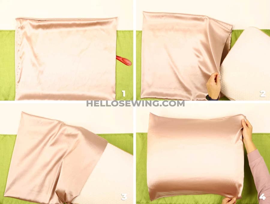 diy silk pillowcase in use